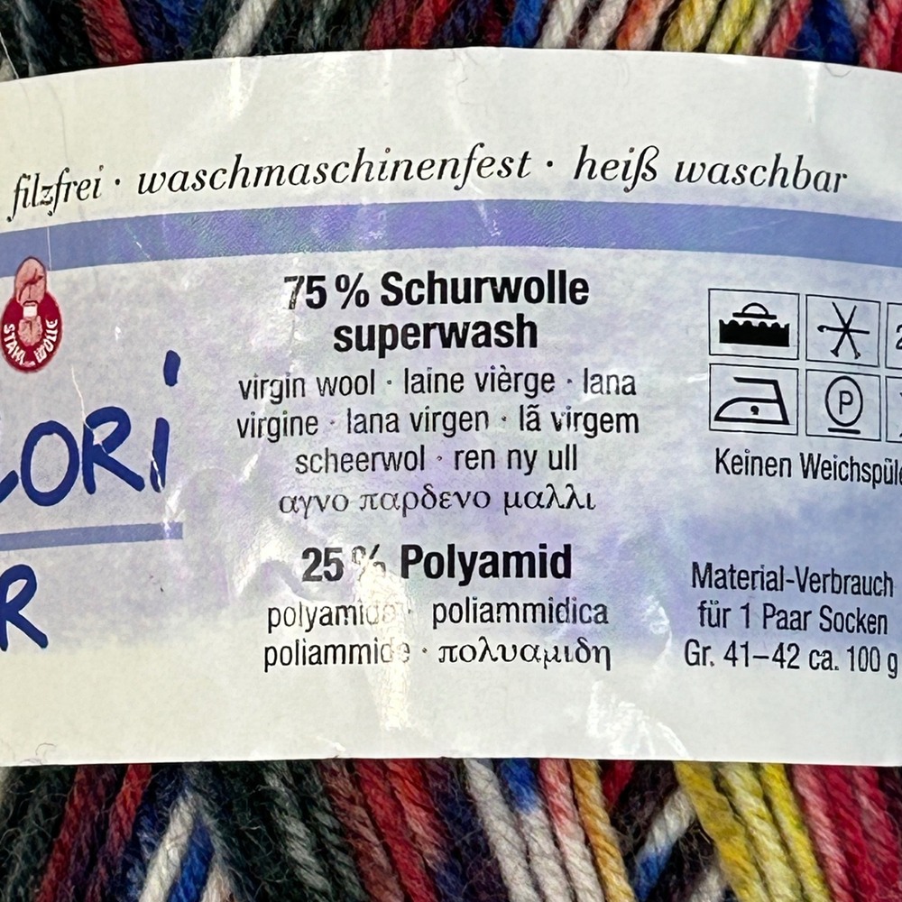 Schoeller Stahl Fortissima Colori Sock Yarn 50g Wool Blend Multicolor - Picture 2 of 4